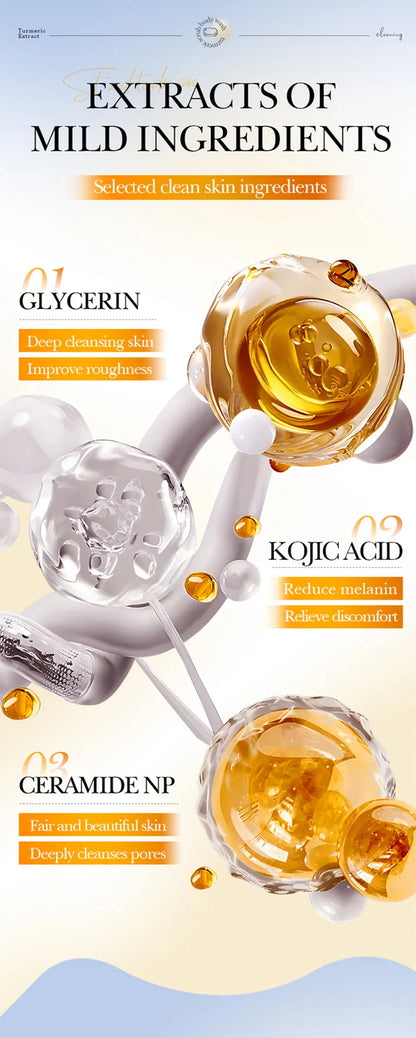 2Pcs/Turmeric Lemon Kojic Acid Deep Cleaning Scrub Soap For Oil Control Acne Removal, Brightening Plant Essential Oil Soap