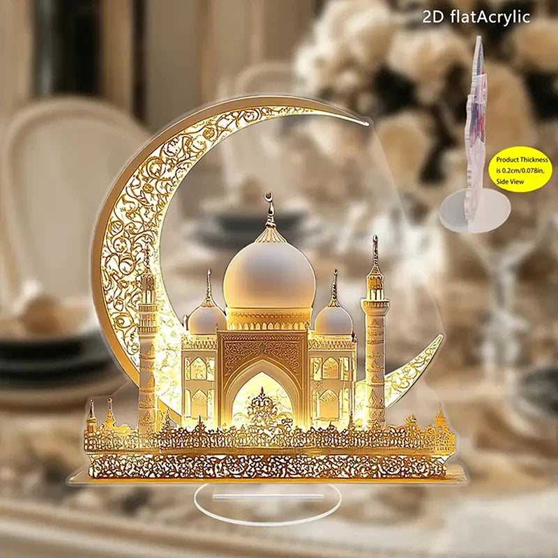 Ramadan Festival 2D Acrylic Moon Castle Craft Ornament 2025 Eid Al-fitr Mubarak Decoration Islamic Muslim Home Party Table Gifts