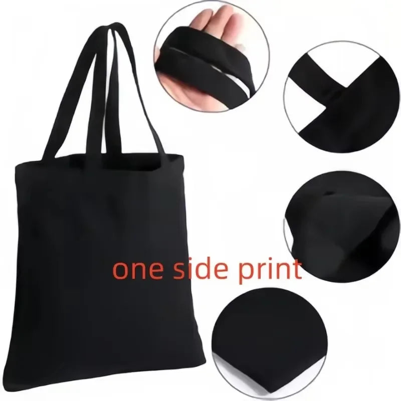 Noir Florale – Black Purple Alphabet Canvas Shoulder Tote