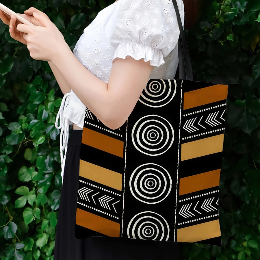 Red & Black Geometry – Traditional Pattern Large Capacity Tote