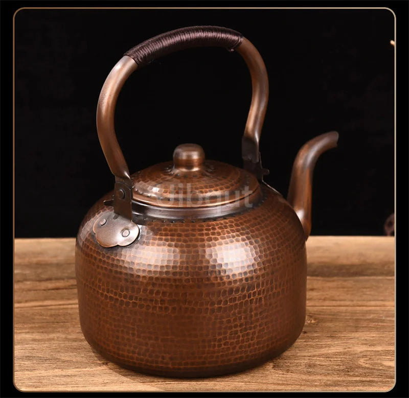 3L Pure Red Copper Boiling Kettle Handmade Vintage Copper Pot Home Teapot For Gas/Induction Cooker Tea Infuser Health Tea Kettle