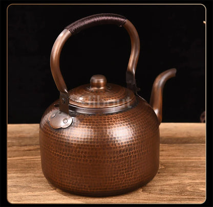 3L Pure Red Copper Boiling Kettle Handmade Vintage Copper Pot Home Teapot For Gas/Induction Cooker Tea Infuser Health Tea Kettle
