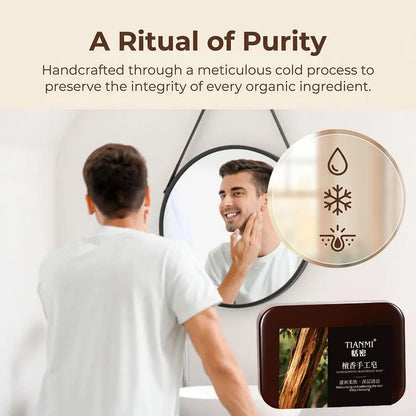 Men's Sandalwood Handmade Soap, three-in-one, Cleansing Soap cleanses face, hair, bathes the whole body, moisturizes1/3/6PCS