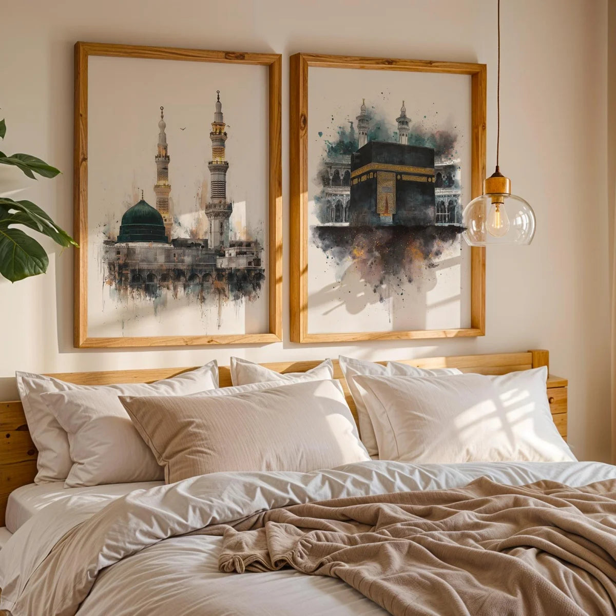 2pcs/set Islamic Masjid Nabawi Canvas Print Poster Modern Ramadan Muslim  Art Prints Bedroom Wall Art Home Decor Poster Gifts