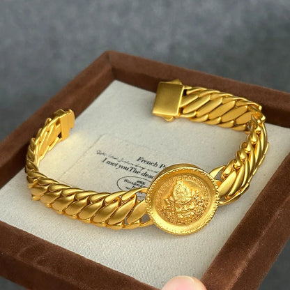Luxury 24K 9999 Pure Gold real gold Jiyan Brand Men's and Women's Bracelet