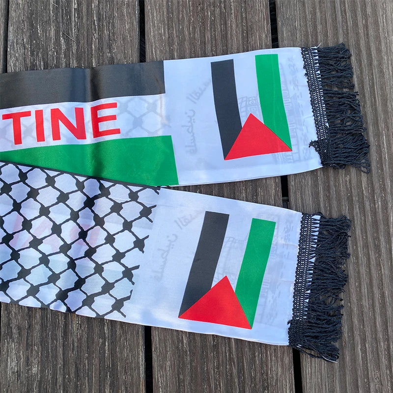 xvggdg   14*130cm   Palestine flag Custom Scarf palestine national day Scarf Printing Satin Palestinian Scarf