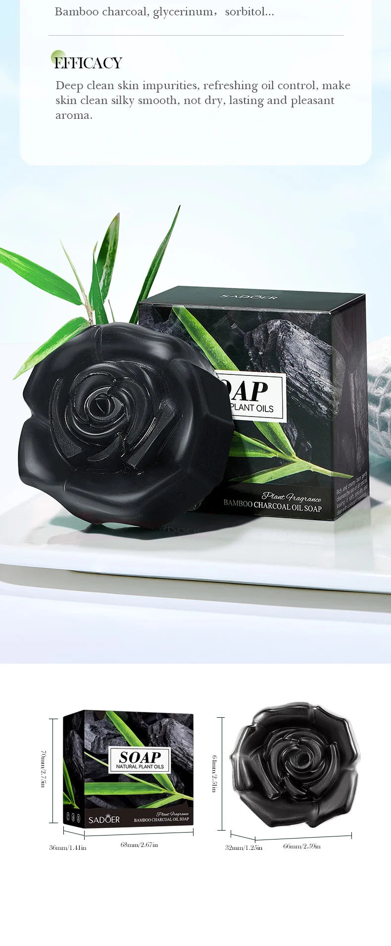 1Box Bamboo Charcoal Soap Cleansing The Body Wash Soap Moisturize Control Essential Oil Clean Soap Prevent Dry Skin Hydrating