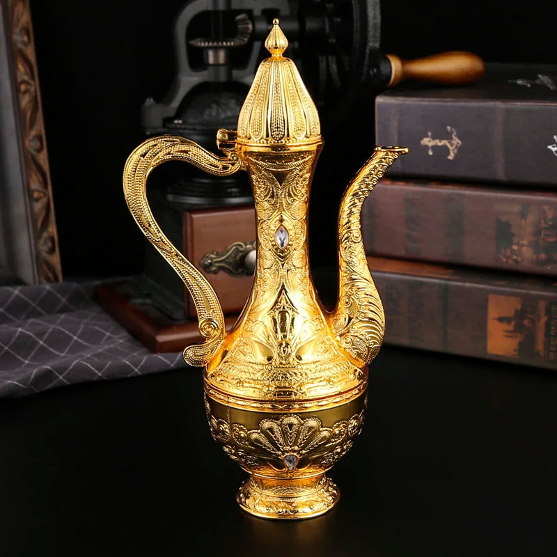 Metal Arabic Coffee Set – 6 Cups, Serving Tray & Pot for Home & Banquets