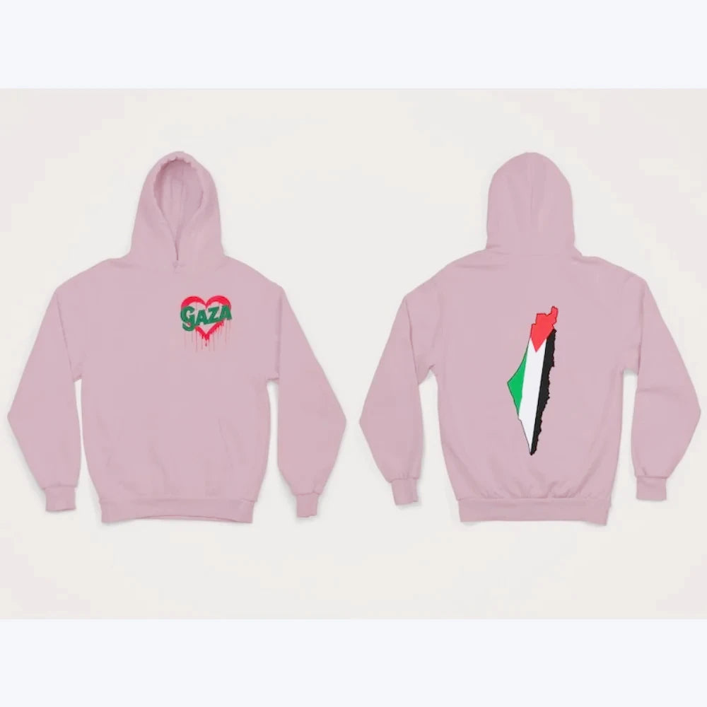 Palestine Hoody A Bleeding Heart and Gaza Map Classic Hoodie Designs Cool Palestine Hoodies Men Women Daily Life Sweatshirts