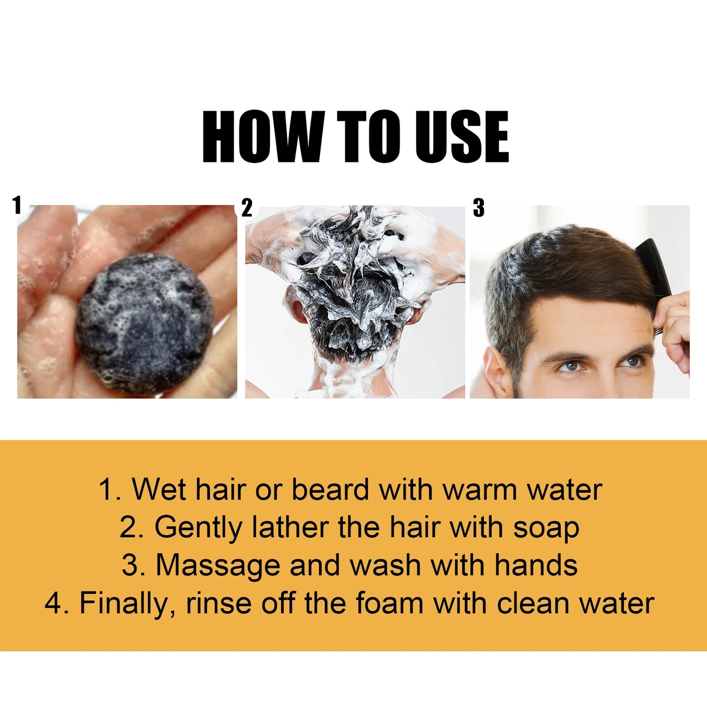 Polygonum Multiflorum Black Hair Shampoo Soap Gentle Coconut Oil Refreshing Oil Control Smoothing Hair Care Handmade Soap