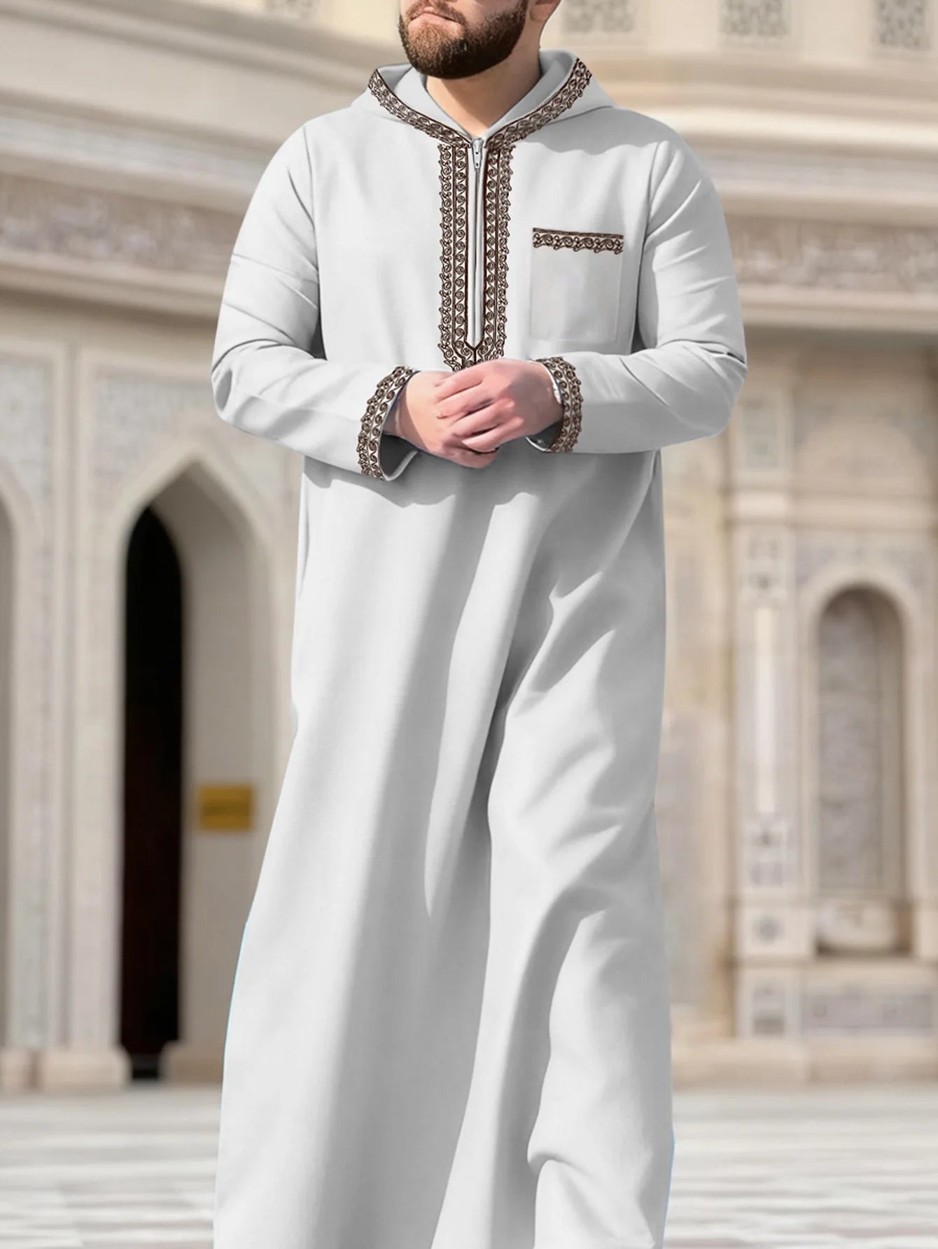 Men Robe Jubba Thobe Eid Muslim Abaya Hooded Dishdasha Islamic Embroidery Dubai Abayas Ramadan Morocco Male Prayer Kaftan 2026