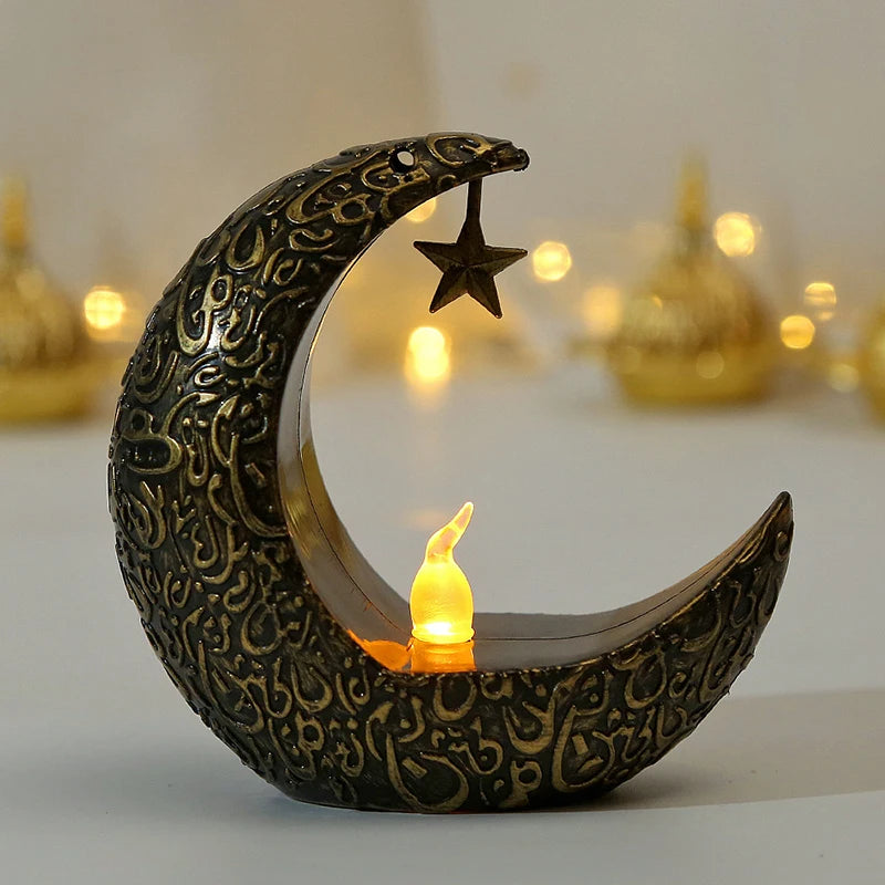 Ramadan Led Candlestick Star Moon Light Ornaments Eid Mubarak Home Decoration Islamic Muslim Party Gift Ramadan  2025