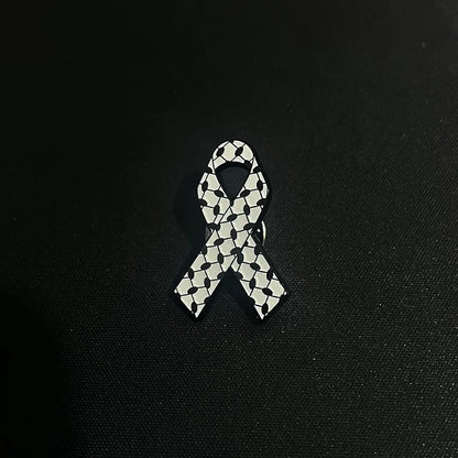 Stainless Steel Ribbon Tie Brooch Pins Keffiyeh Backpack Clothes Lapel Badge Charm Jewelry for Women Men