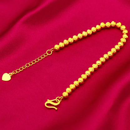 Ins Cat's Eye Gold Bracelet! 24K Gold AU999 Women's, Gradient Cat's Eye + Matte Gold Contrast, Elastic Adjustable