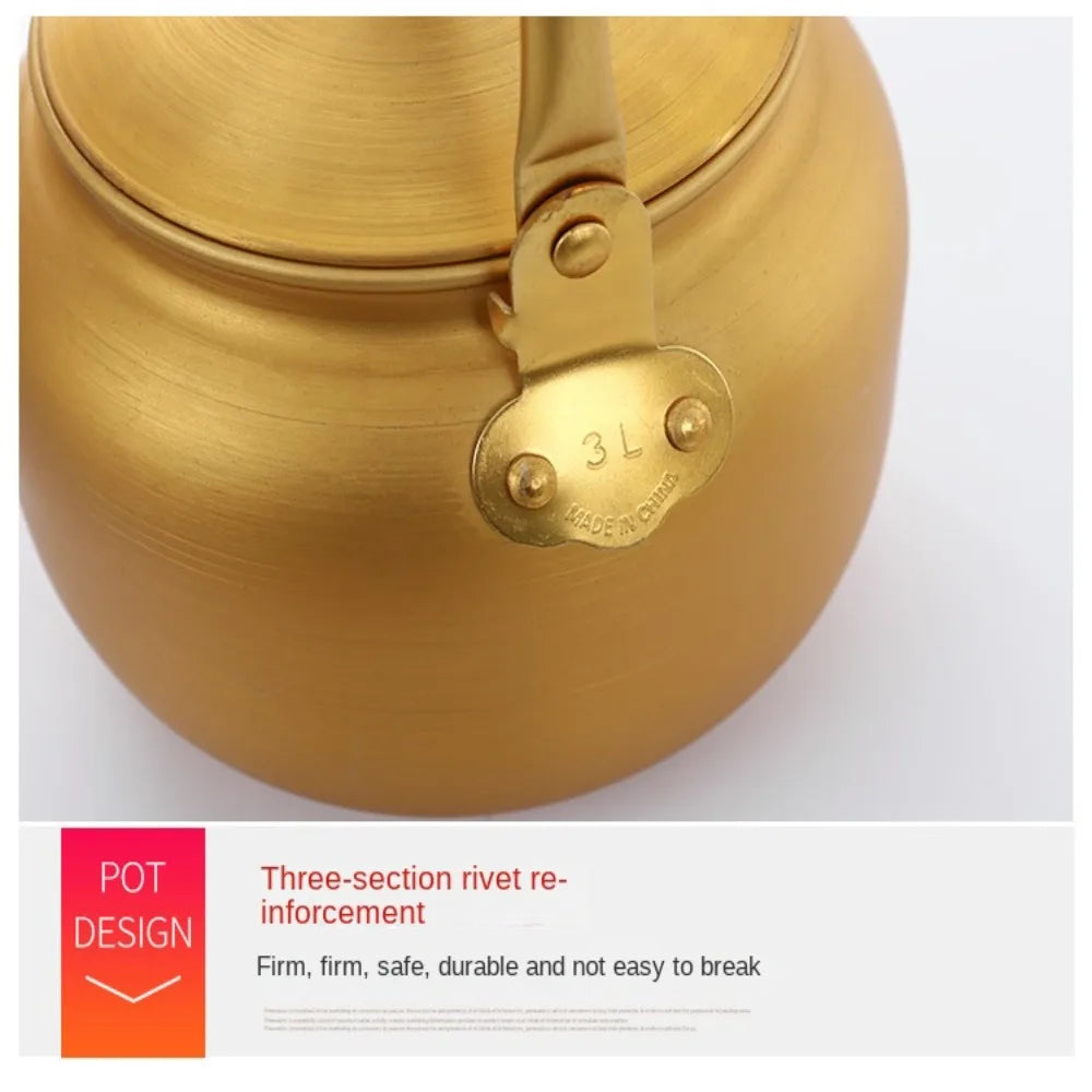 Gold Aluminum Arabic Coffee Kettle – Large Capacity Teapot, 0.75-4L