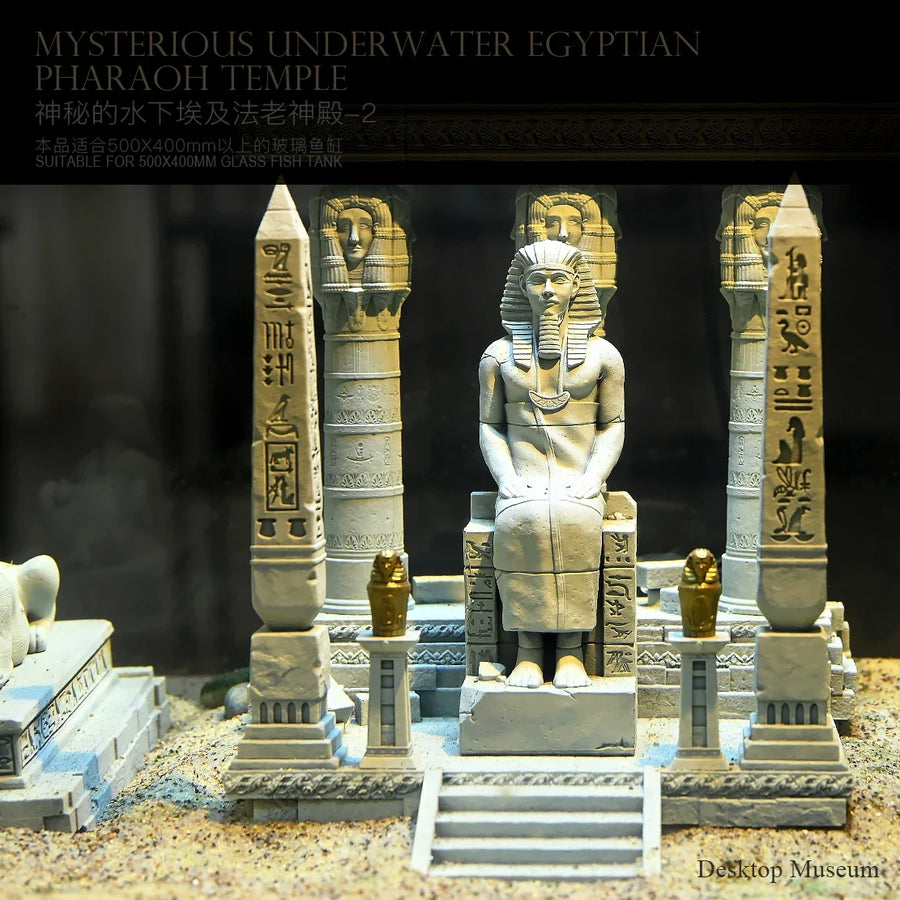 Egyptian Pharaoh Temple Resin Ornament – Aquarium & Home Decor Sculpture