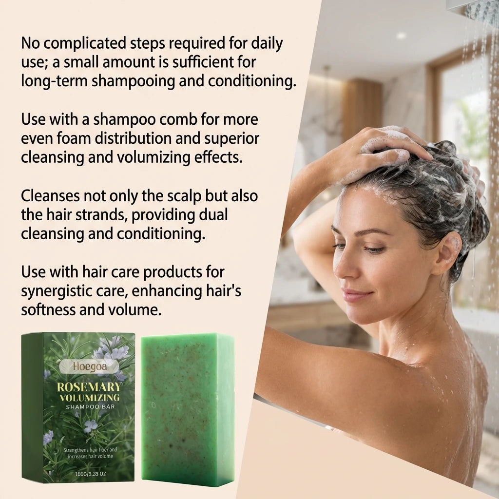 Rosemary Volumizing Shampoo Bar Natural Olive Coconut Oil Solid Soap Hair Cleansing Refreshing Smooth Lightweight Hair Care