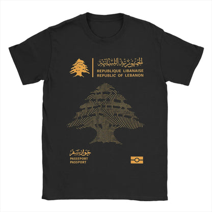 Lebanese Lebanon Passport Flag Men T Shirt  Vintage Tee Shirt Short Sleeve Round Neck T-Shirt Pure Cotton New Arrival Clothes
