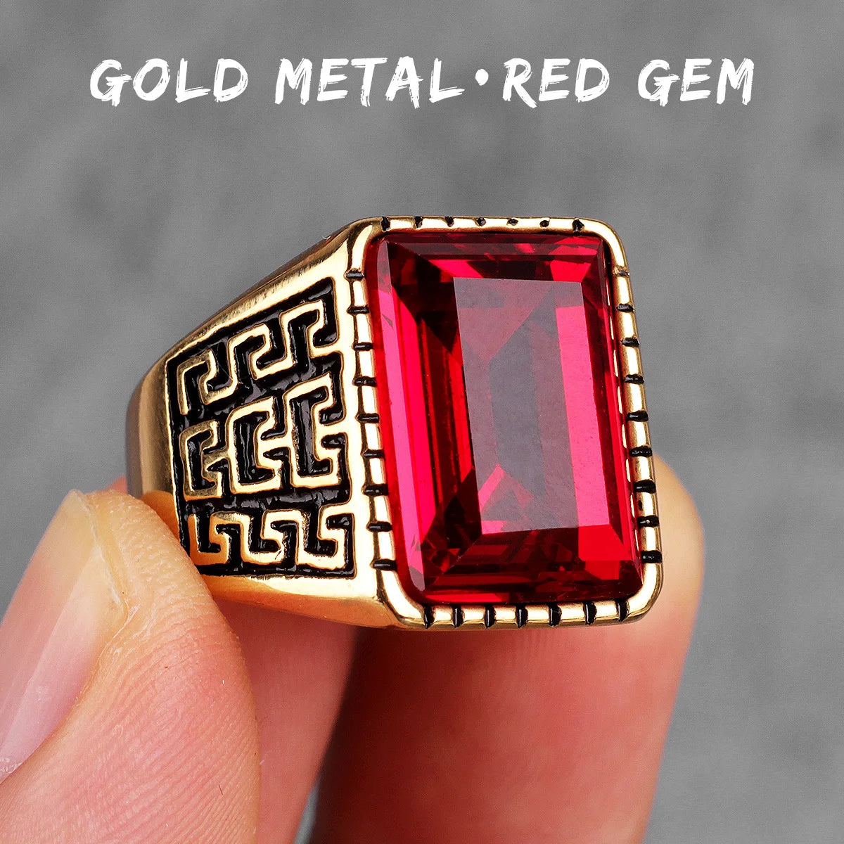 Stainless Steel Mens Rings Gold Silver Color Red Blue Rhinestone Simple Luxury for Male Boy Jewelry Creativity Gift Wholesale