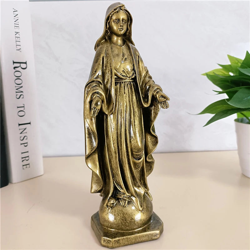 21.5cm Golden Virgin Mary Statues Big Resin Madonna Sculpture Christmas Decorations For Wedding Office Christmas Gift