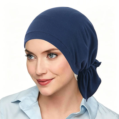Soft Elastic Women Turban Caps Muslim Headscarf Bonnet Pre-Tied Hijab Headwrap Cap Soft Lady Hair Loss Chemo Cap
