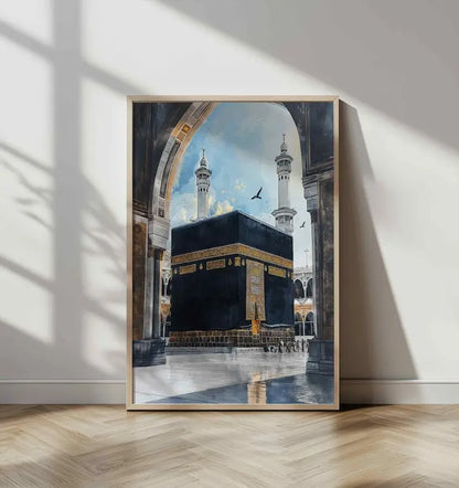 1/3pcs Islamic Mosque Architecture Watercolor Painting Canvas Print Muslim Arabic Calligraphy Wall Art Poster Modern Home Decor