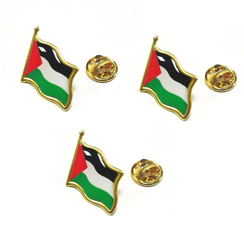 3-Piece Palestine Flag Brooch Set – Metal Enamel Lapel Pin, Country Souvenir
