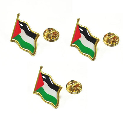 3-Piece Palestine Flag Brooch Set – Metal Enamel Lapel Pin, Country Souvenir