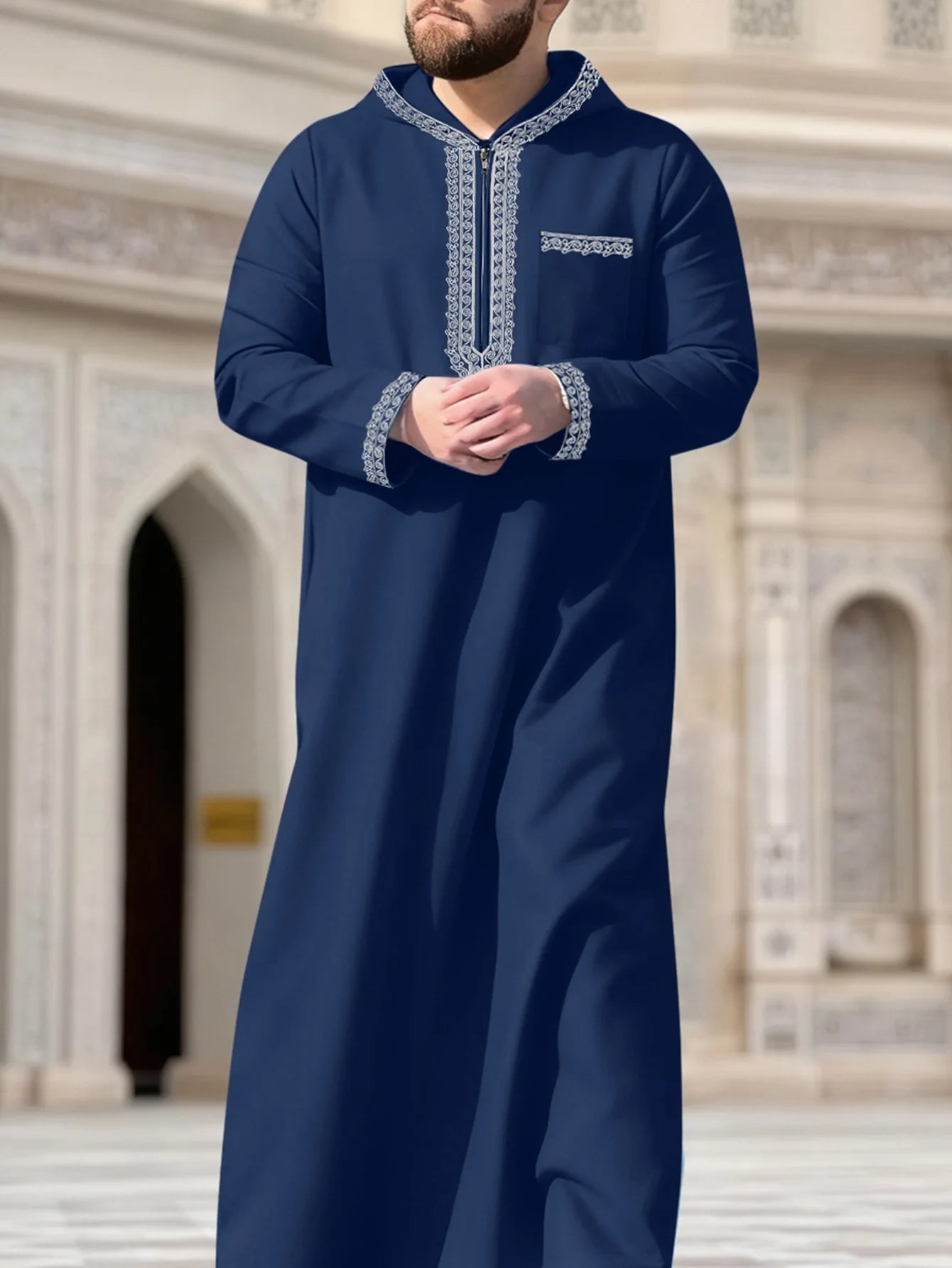 Men Robe Jubba Thobe Eid Muslim Abaya Hooded Dishdasha Islamic Embroidery Dubai Abayas Ramadan Morocco Male Prayer Kaftan 2026