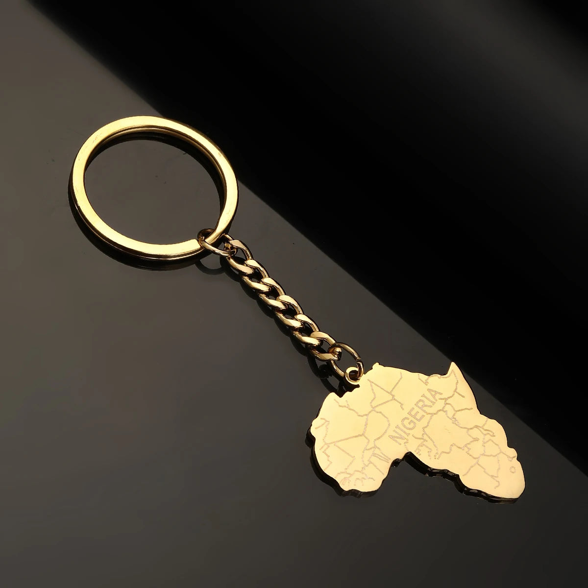 Africa Map Keychain – Stainless Steel Hip-Hop Jewelry, Morocco to South Africa