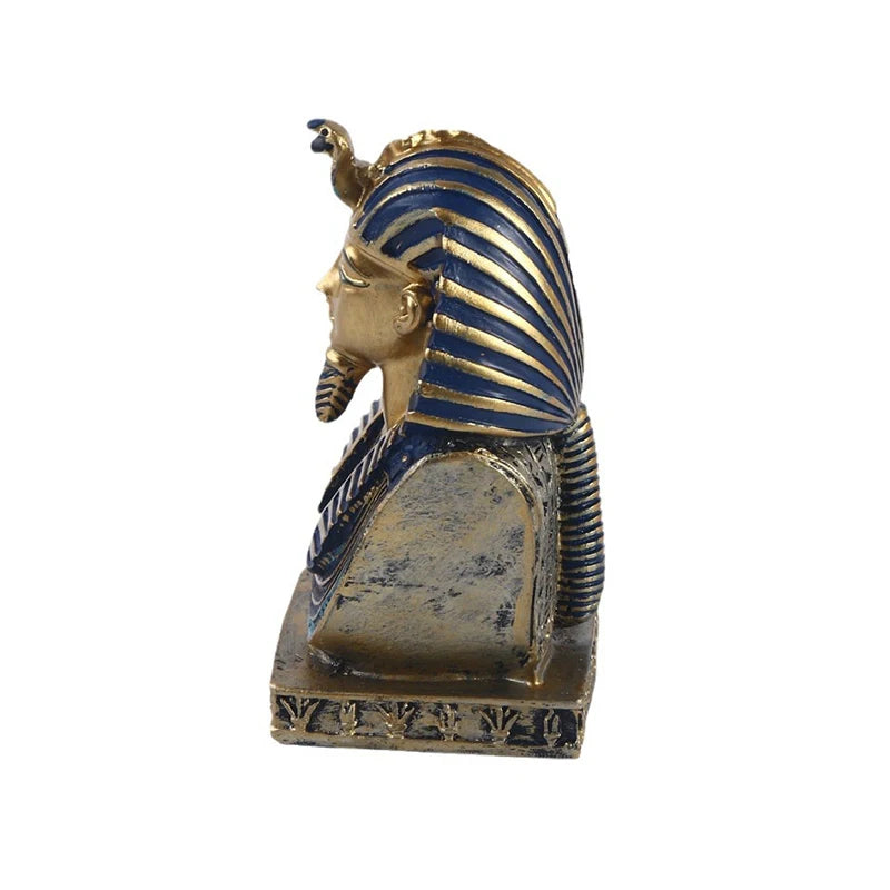 Pharaoh Head Resin Ornament – Egyptian Cleopatra & Pyramid Desktop Decor Gift