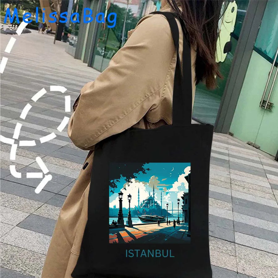 Istanbul in Watercolor – Sultan Ahmed & Galata Skyline Tote