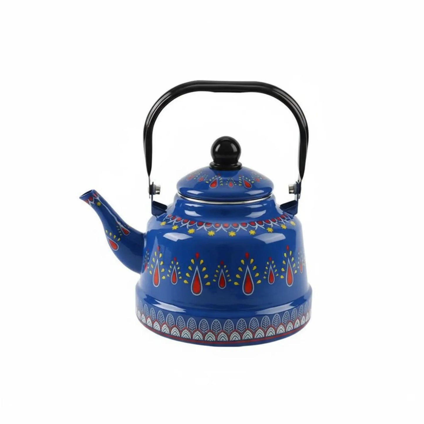 Enamel Kettle for Boil Water Round Teapot Easy to Clean Vintage Water Kettle Anti-Scald Water Kettle for Stovetop Kitchen Home