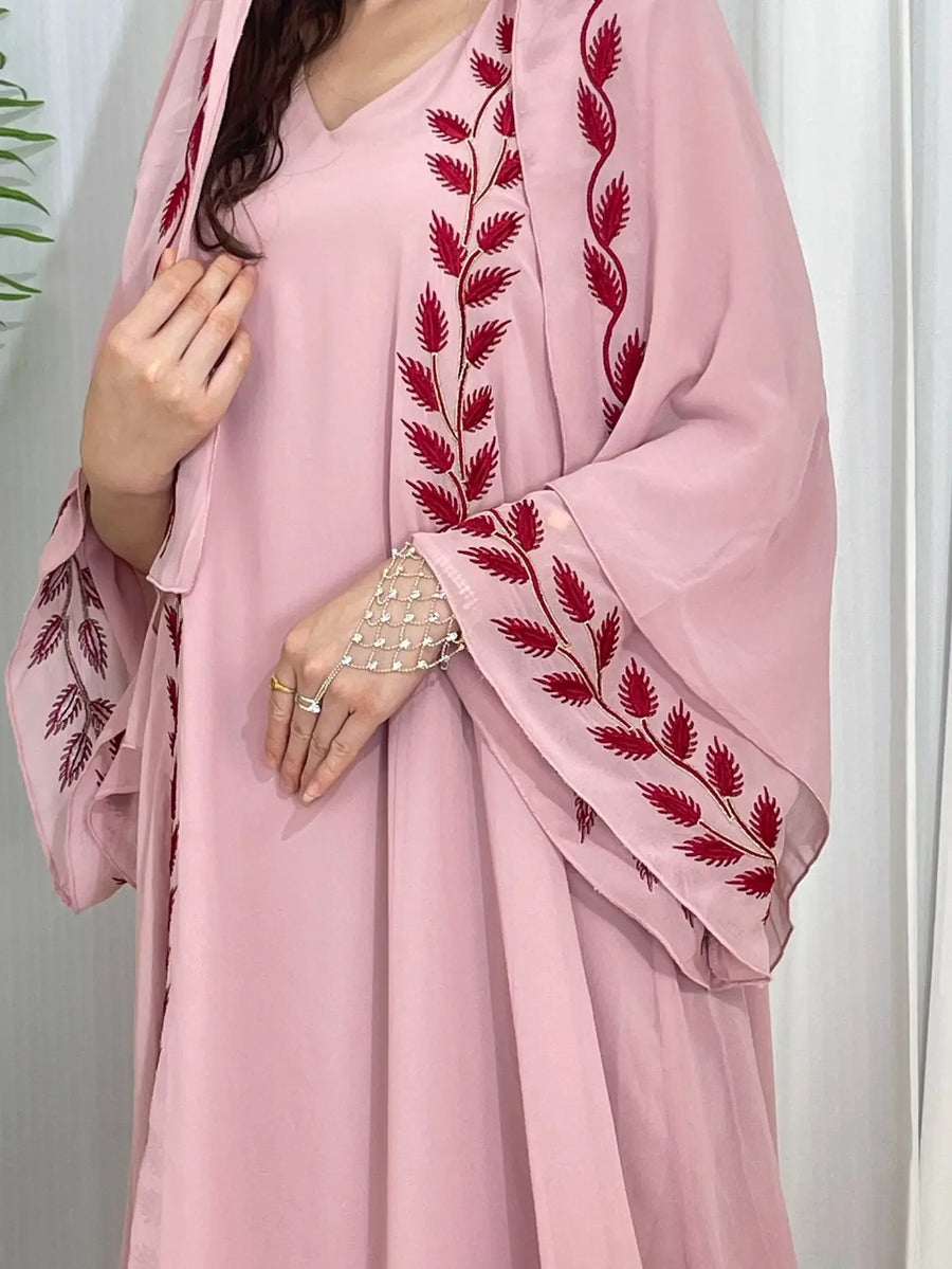 The Eid Set – 2-Piece Embroidered Abaya with Scarf for the Muslim Woman
