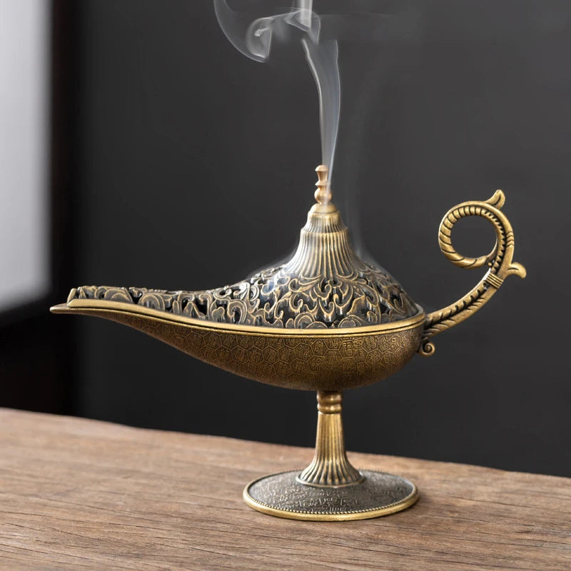 Antique Style Lamp Metal Incense Burner Scented Unscented Candle Holder Home Decor Gift Arabic Incense Burner【Homeclub】