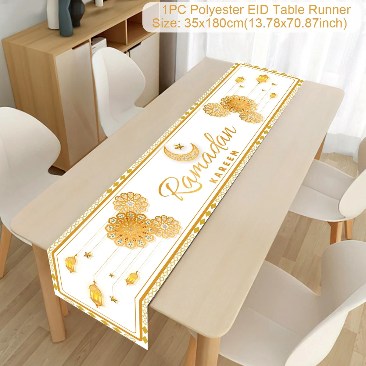EID Mubarak Decoration Table Runner Ramadan Decor 2024 For Home Tablecloth Ramadan Kareem Islamic Muslim Party Eid Al-Fitr Gifts