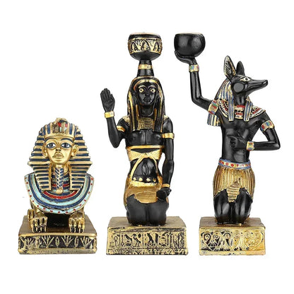 Egyptian Sphinx & Anubis Candleholder – Resin Candlestick, Retro Home Decor