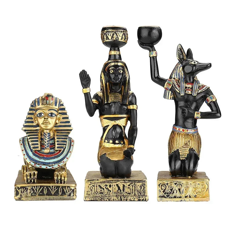 Egyptian Sphinx & Anubis Candleholder – Resin Candlestick, Retro Home Decor