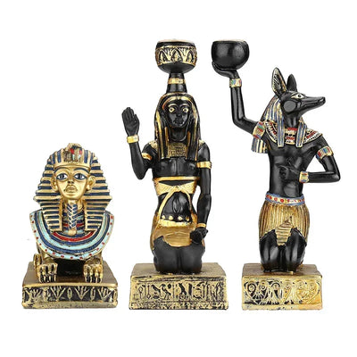Egyptian Sphinx & Anubis Candleholder – Resin Candlestick, Retro Home Decor