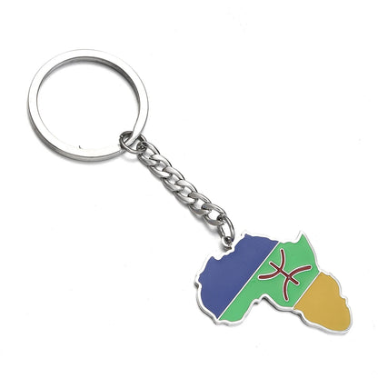 Africa Map Keychain – Stainless Steel Hip-Hop Jewelry, Morocco to South Africa