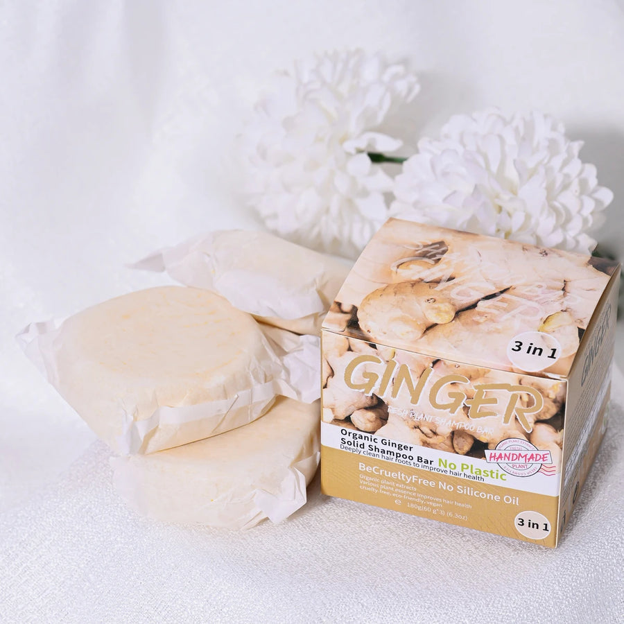 The Ginger Cleanse – 3-Piece Solid Shampoo Bar with Plant Essential Oils