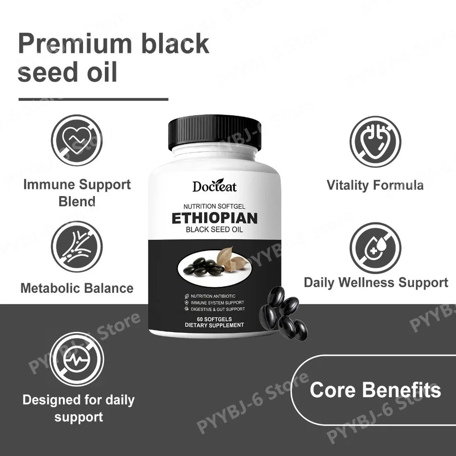 The Black Seed Shield – Immune Support Softgels with Turmeric & Ginger (60 Count)