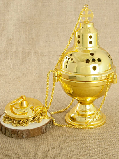New2026 Eastern Orthodox Church Censer With Bells Gold Plated Hanging Incense Burner Church Home Decoration Orthodox Censer Gift