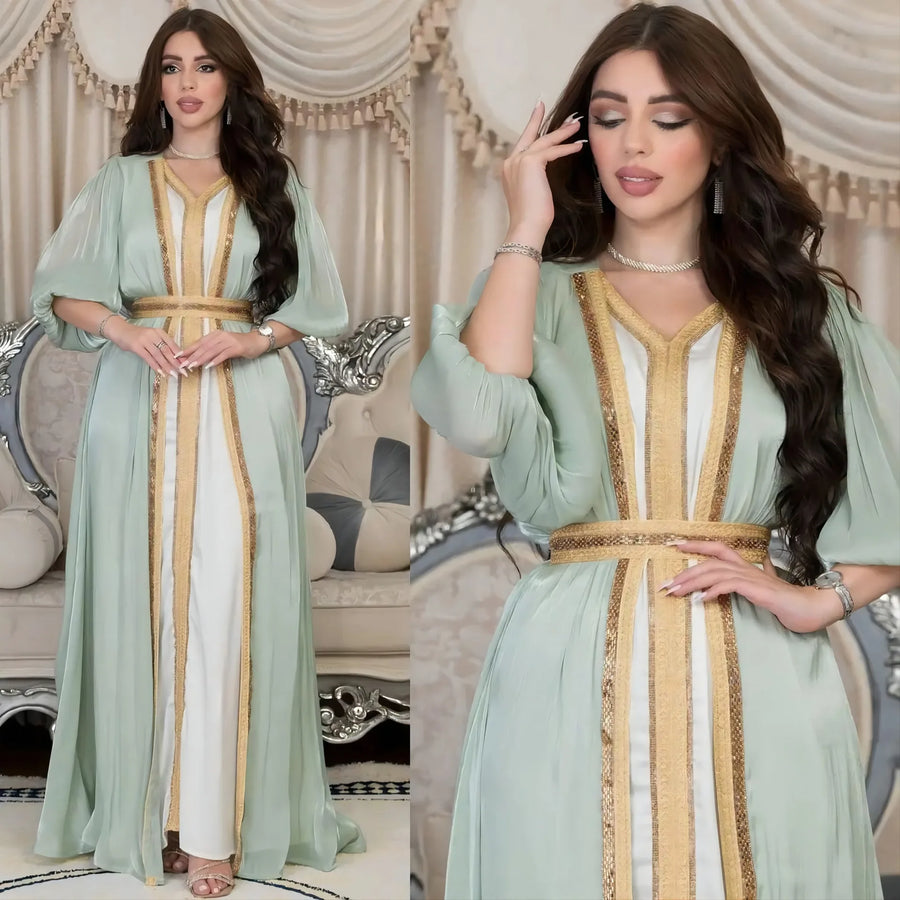 Autumn in Arabia – 2-Piece Button Kaftan Set for the Muslim Woman in America
