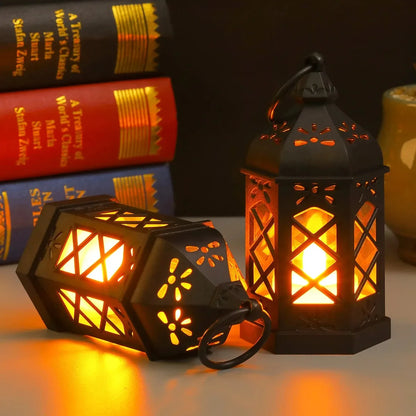 Retro Desktop Lamp Atmosphere Decoration Creative Gift Hexagonal Wind Candle Led Wind Lamp Portable Small Horse Lamp.