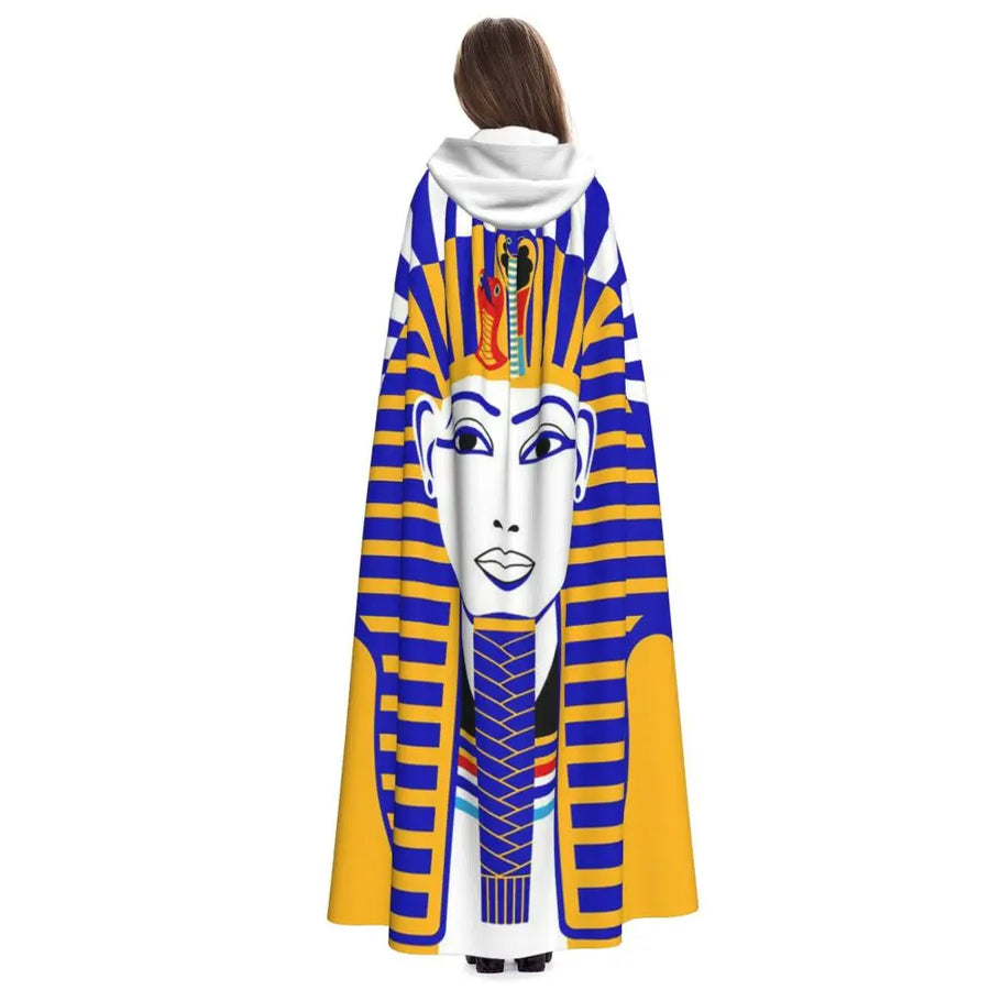 Pharaoh Golden Crown Hooded Cape – Egyptian Cosplay Cloak for Adults