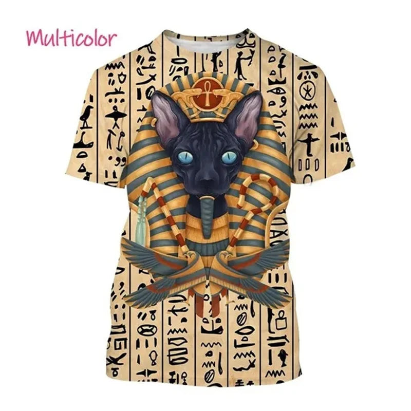 Horus Eye & Pharaoh 3D T-Shirt – Unisex Egyptian Streetwear Summer Tee