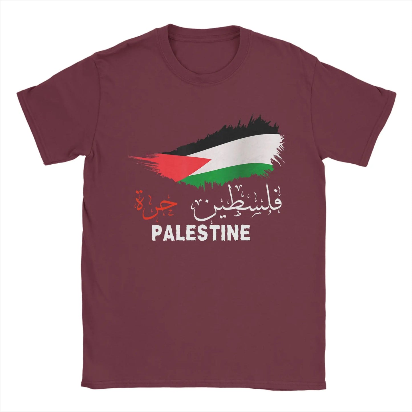 Vintage Gaza in Arabic Palestine Flag T-Shirt for Men Round Collar Pure Cotton T Shirts  Short Sleeve Tee Shirt 6XL Clothes