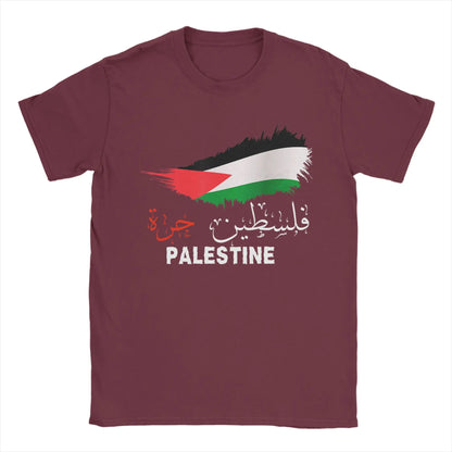 Vintage Gaza in Arabic Palestine Flag T-Shirt for Men Round Collar Pure Cotton T Shirts  Short Sleeve Tee Shirt 6XL Clothes