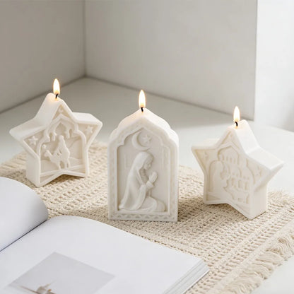 Arabic Star Moon Relief Candle Mold Islamic Mosque Camel Silicone Mold for DIY Gypsum Soap Candle Making Middle Eastern Decor